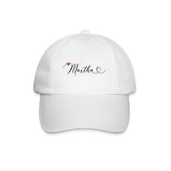 Martha Name Vorname Kalligrafieherz - Baseballkappe - Weiß/Weiß - Vorne