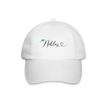 Niklas Name Vorname Kalligrafieherz - Baseballkappe - Weiß/Weiß - Vorne