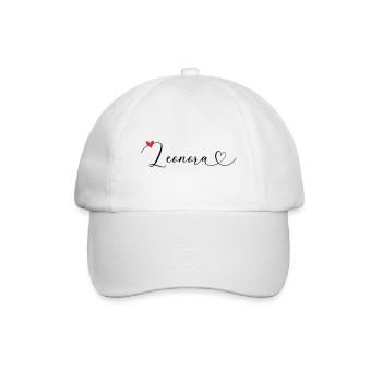Leonora Name Vorname Kalligrafieherz - Baseballkappe - Weiß/Weiß - Vorne
