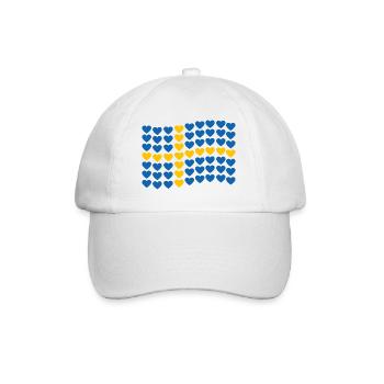 Schweden Flagge Herzen Schwedische Fahne Urlaub - Baseballkappe - Weiß/Weiß - Vorne