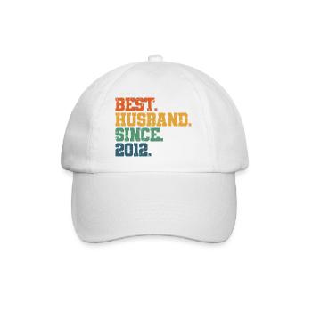 Bester Ehemann seit 2012, Geschenk zum 11-jährigen Jubiläum - Baseballkappe - Weiß/Weiß - Vorne