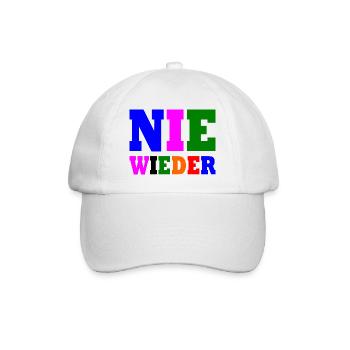 Nie wieder - Baseballkappe - Weiß/Weiß - Vorne