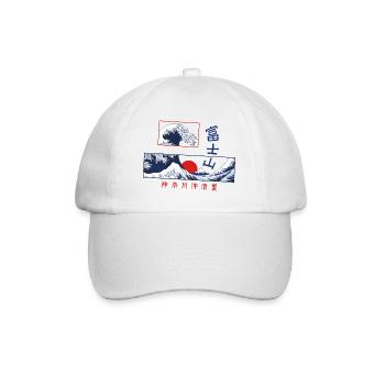 die große Welle vor Kanagawa Japan - Baseballkappe - Weiß/Weiß - Vorne