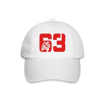63 Motorcycle Biker Moto No. 63 - Baseball Cap - white/white - Front