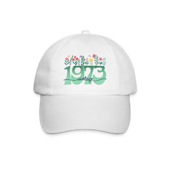 Motif Fleurs 1973 Fête Anniversaire Femme 50 Ans - Casquette classique - blanc/blanc - Devant