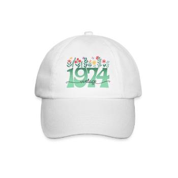 Motif Fleurs 1974 Fête Anniversaire Femme 50 Ans - Casquette classique - blanc/blanc - Devant