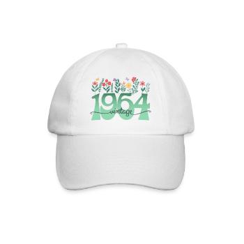 Motif Fleurs 1964 Fête Anniversaire Femme 60 Ans - Casquette classique - blanc/blanc - Devant
