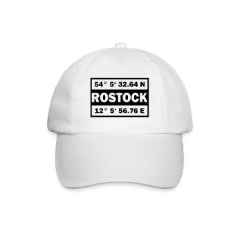 Rostock Koordinaten Hansestadt Rostock - Baseballkappe - Weiß/Weiß - Vorne