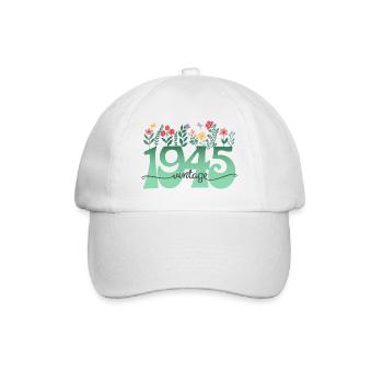 Motif Fleurs 1945 Fête Anniversaire Femme 80 Ans - Casquette classique - blanc/blanc - Devant