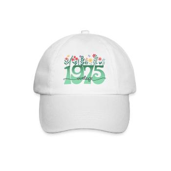 Motif Fleurs 1975 Fête Anniversaire Femme 50 Ans - Casquette classique - blanc/blanc - Devant
