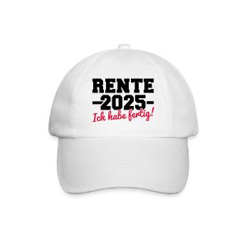 Rente 2025 ich habe fertig für Rentner 2025 - Baseballkappe - Weiß/Weiß - Vorne