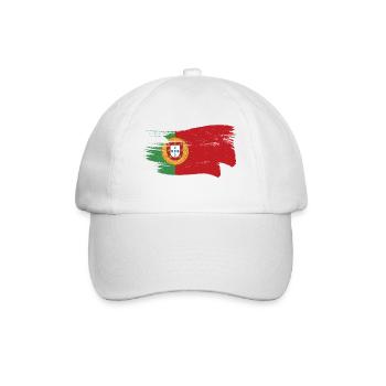 Portugal Flagge Used Look Faro Lissabon Porto - Baseballkappe - Weiß/Weiß - Vorne