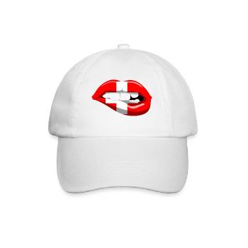 Schweiz Flagge Lippen Mund Heimat Kreuz - Baseballkappe - Weiß/Weiß - Vorne
