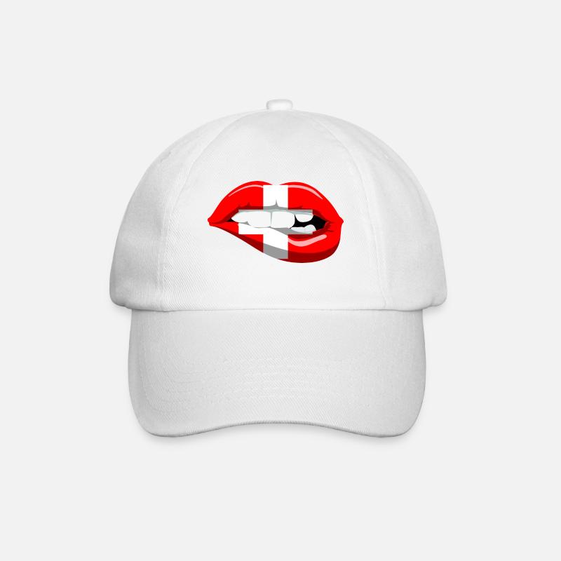 Suisse drapeau lèvres bouche accueil croix - Casquette classique - blanc/blanc