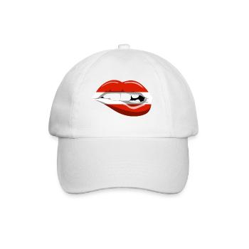 Austria Flag Lips Austria Mouth Vienna Alps - Baseball Cap - white/white - Front