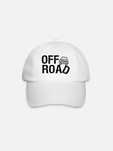 Offroad T-Shirt 4x4 - Dunkel & Schmutzig - Baseballkappe - Weiß/Weiß