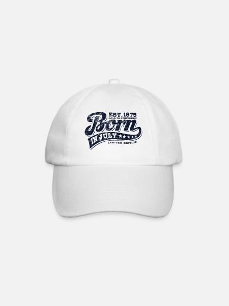Born in July 1975 - Geburtstag - Geschenk - Baseballkappe - Weiß/Weiß