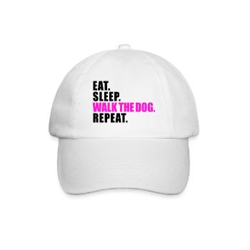 EAT SLEEP WALK THE DOG REPEAT GESCHENK HUND GASSI - Baseballkappe - Weiß/Weiß - Vorne