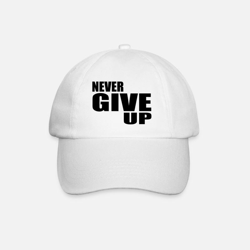 Never give up - Baseballkappe - Weiß/Weiß