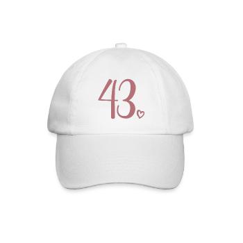 Süße Nummer 43, 43 Jahre alt, Geschenk zum 43. Geburtstag - Baseballkappe - Weiß/Weiß - Vorne