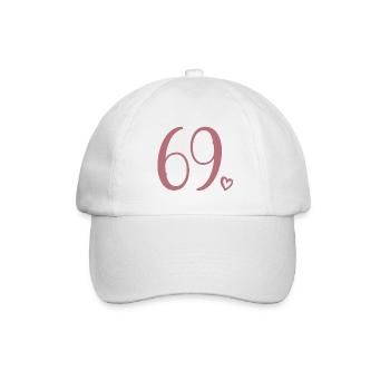 Süße Nummer 69, 69 Jahre alt, 69. Geburtstag Geschenk - Baseballkappe - Weiß/Weiß - Vorne