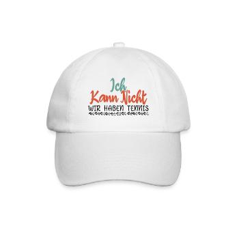 Tennis | Ich Kann Nicht Wir Haben Tennis - Tennis - Baseballkappe - Weiß/Weiß - Vorne