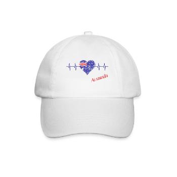 Australien Herz Herzschlag Australia - Baseballkappe - Weiß/Weiß - Vorne