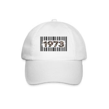 1973 birthday 49 years anniversary barcode leopard - Baseball Cap - white/white - Front