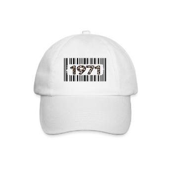 1971 birthday 51 years anniversary barcode leopard - Baseball Cap - white/white - Front