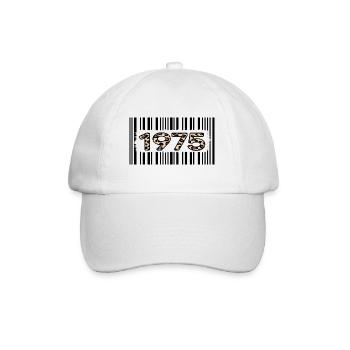 1975 birthday 47 years anniversary barcode leopard - Baseball Cap - white/white - Front