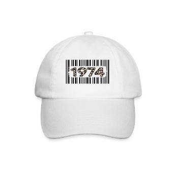 1974 birthday 48 years anniversary barcode leopard - Baseball Cap - white/white - Front