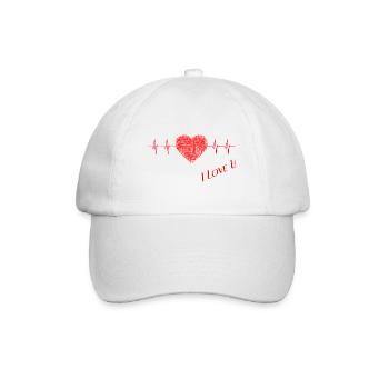 I love You, Ich liebe Dich, I love U - Baseballkappe - Weiß/Weiß - Vorne