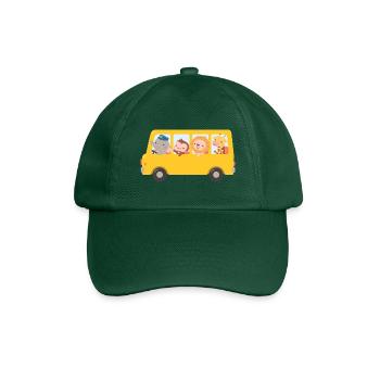 Yellow Bus With Cute Animals - Baseball Cap - bottle green - Front