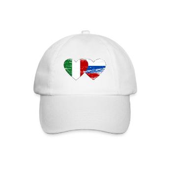Italy Russia Flag Heart Used - Baseball Cap - white/white - Front