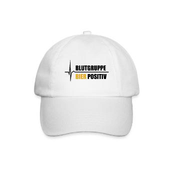 Blutgruppe Bier Positiv - da steigt dein Puls - Baseballkappe - Weiß/Weiß - Vorne