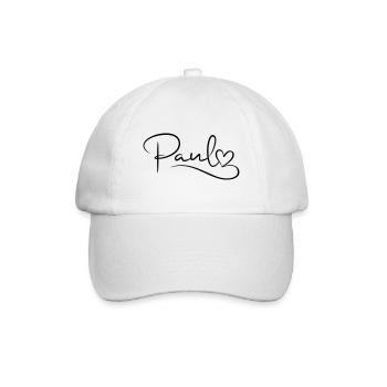 Paul Last Name First Name Heart Decor - Baseball Cap - white/white - Front
