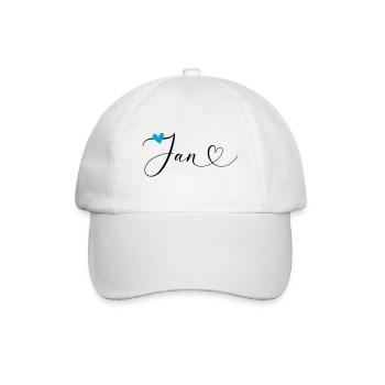 Jan Name Vorname Kalligrafieherz - Baseballkappe - Weiß/Weiß - Vorne