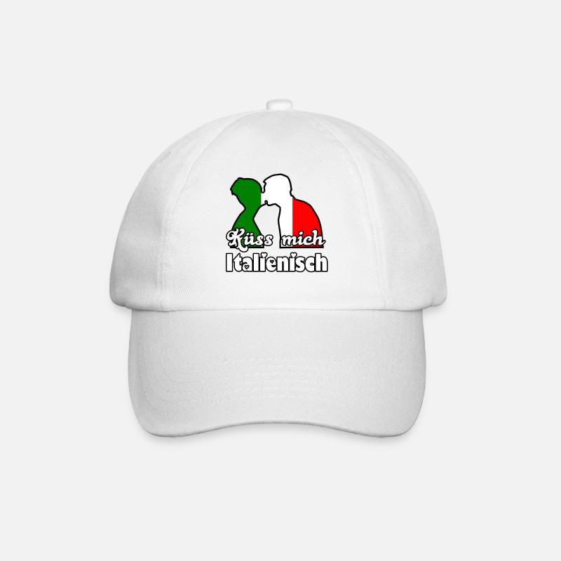 Küss mich Italienisch Geschenk - Baseballkappe - Weiß/Weiß