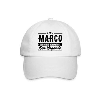 Mann Mythos Legende Marco - Baseballkappe - Weiß/Weiß - Vorne