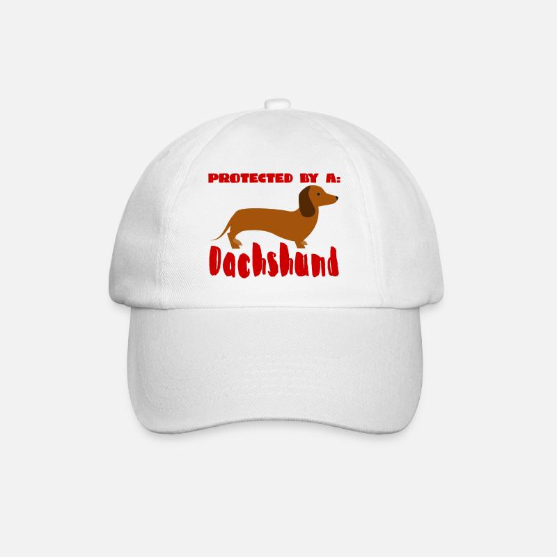 Teckel / Teckel: Protégé par un teckel - Casquette classique - blanc/blanc