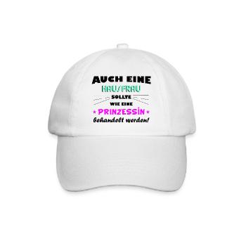 Hausfrau - Prinzessin - Baseballkappe - Weiß/Weiß - Vorne