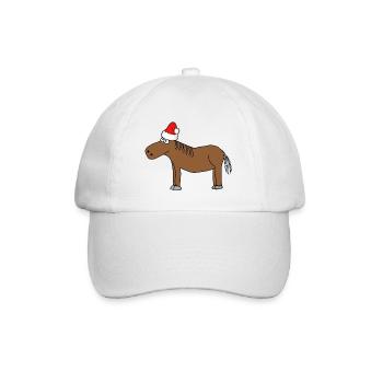 Weihnachten | Frohe Weihnachten Pferd Pony Reiten - Baseballkappe - Weiß/Weiß - Vorne