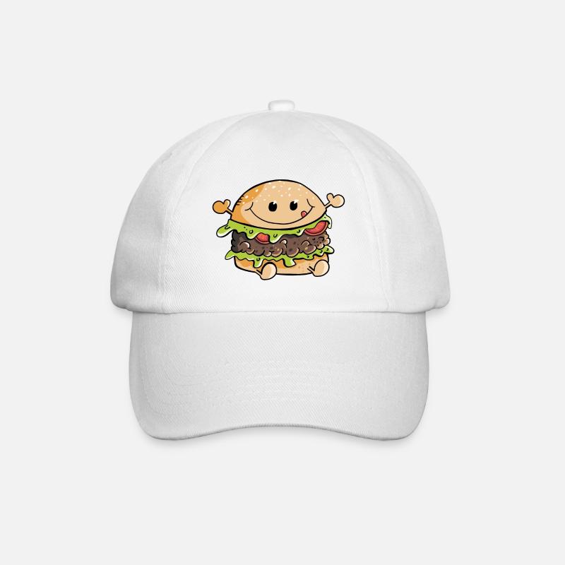 Hamburger délicieux Kawaii - Burger - Restauration rapide - Fun - Casquette classique - blanc/blanc