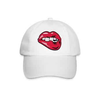 30 Lippen Mund Zähne Biss beißen - Baseballkappe - Weiß/Weiß - Vorne