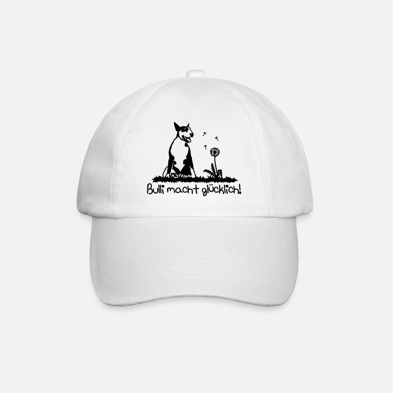 367b Bullterrier machen glücklich - Baseballkappe - Weiß/Weiß