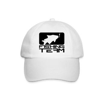 black fishing team sport logo caught fish ang - Baseball Cap - white/white - Front