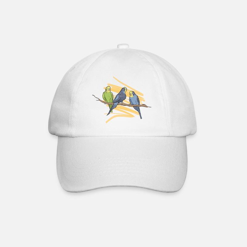 Wellensittich Zeichnung - Baseballkappe - Weiß/Weiß