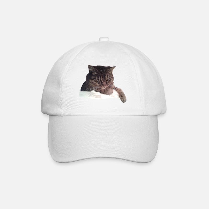 Katze - Baseballkappe - Weiß/Weiß