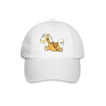 Happy Haflinger Fuchs Pferd I Reiter Geschenk - Baseballkappe - Weiß/Weiß - Vorne