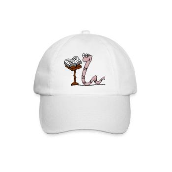 Wurm mit Brille - Baseballkappe - Weiß/Weiß - Vorne